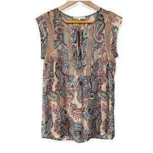 Daniel Rain Multi Color Short Sleeve Blouse Size S
